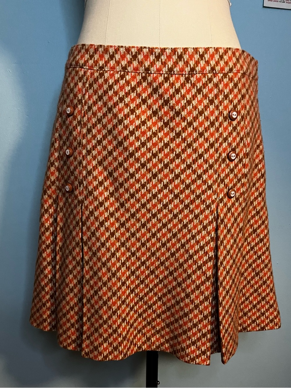 Original Penguin Autumnal Pumpkin Plaid Pleated Skirt Whimsical Twee Modcloth